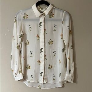 H&M White Floral Blouse